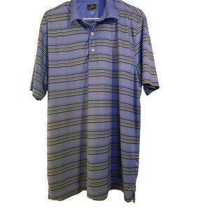 Tourney Mens Purple & White Stripes Collared Short Sleeve Polo Golf Shirt Sz XL